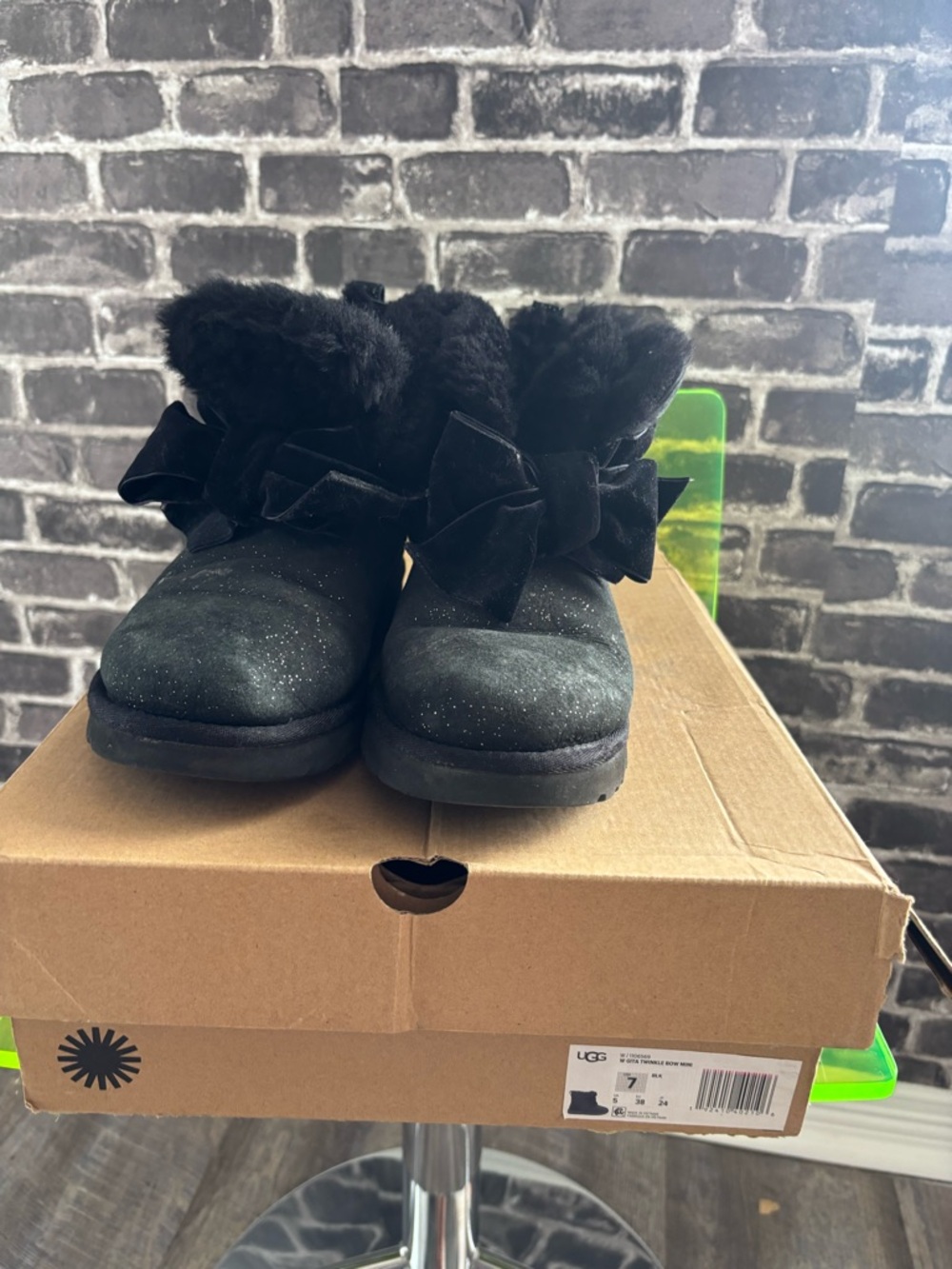 UGG Black Sparkle Bow Mini Boots - Picture 4 of 4